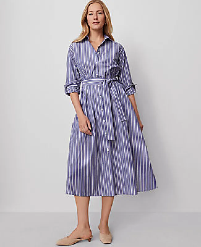 Ann Taylor Striped Collared Midi Shirtdress sold by Ann Taylor