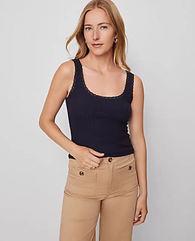 Ann Taylor Weekend Collection Lace Trim Tank Top sold by Ann Taylor