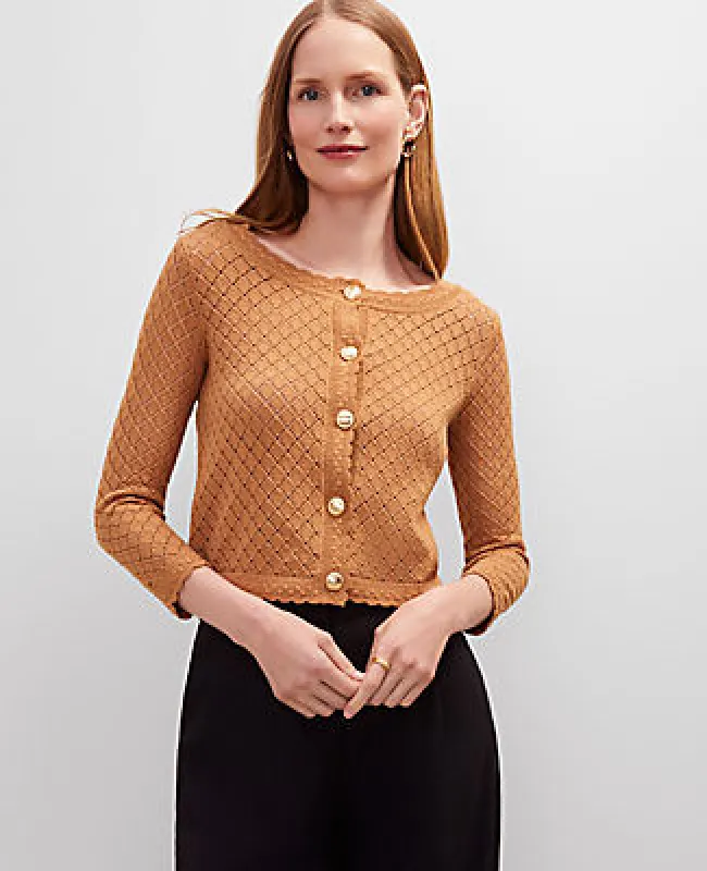 Ann Taylor Scalloped Ballet Neck Cardigan sold by Ann Taylor