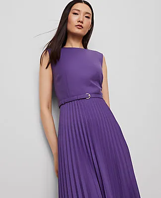 Ann Taylor Belted Pleated Midi Dress sold by Ann Taylor product image thumbnail 3