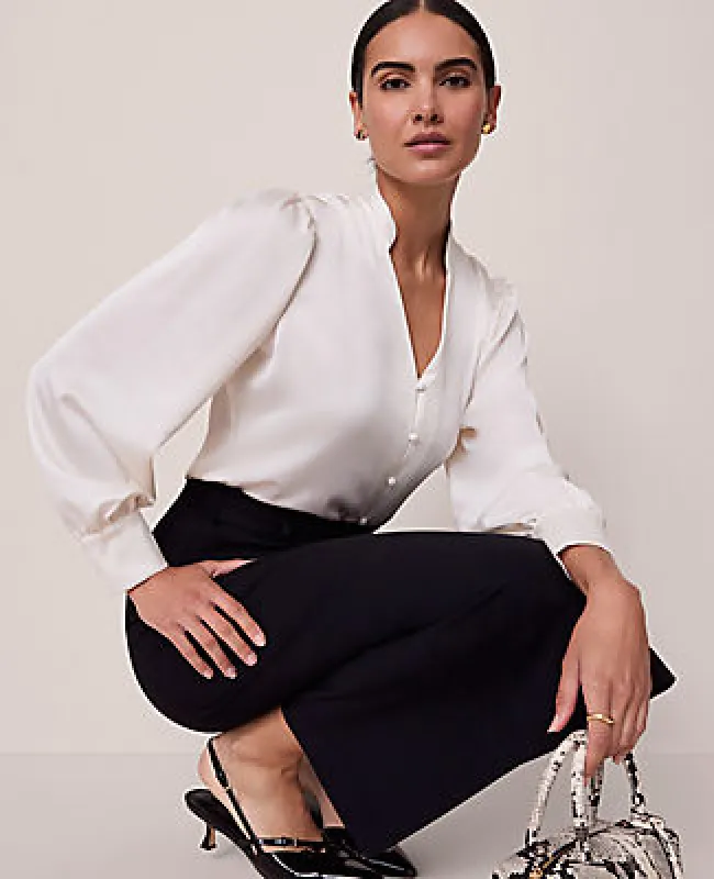 Ann Taylor Petite V-Neck Popover Top sold by Ann Taylor