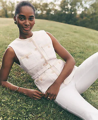 Ann Taylor Petite Tweed Belted Vest sold by Ann Taylor