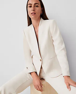 Ann Taylor The Petite Long Collarless Blazer in Fluid Crepe sold by Ann Taylor product image thumbnail 3
