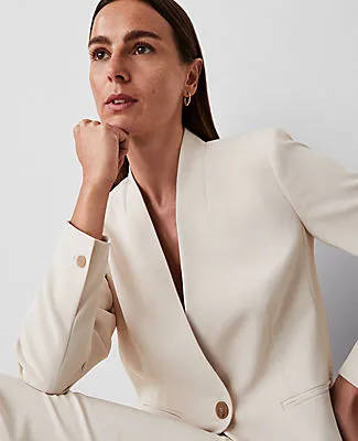 Ann Taylor The Petite Long Collarless Blazer in Fluid Crepe sold by Ann Taylor product image thumbnail 4
