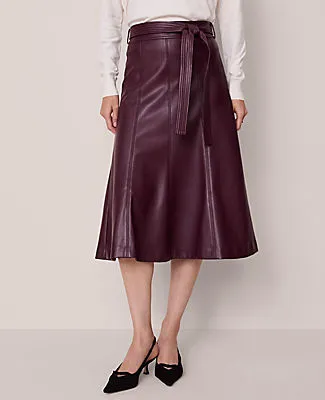 Ann Taylor Belted Faux Leather Skirt sold by Ann Taylor product image thumbnail 2