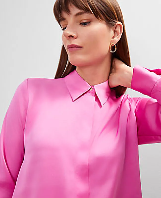 Ann Taylor Petite Satin Essential Shirt sold by Ann Taylor