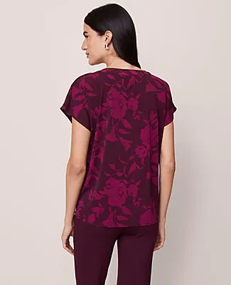 Ann Taylor Floral Mixed Media Pleat Front Top sold by Ann Taylor product image thumbnail 2