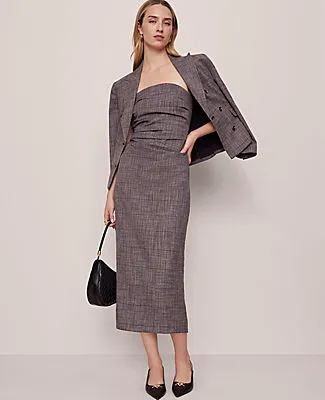Ann Taylor Gathered Strapless Midi Dress in Plaid sold by Ann Taylor product image thumbnail 2