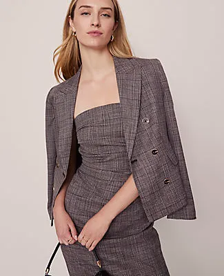 Ann Taylor Gathered Strapless Midi Dress in Plaid sold by Ann Taylor product image thumbnail 4