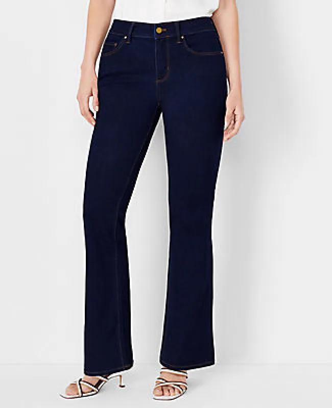 Ann Taylor Petite Mid Rise Boot Cut Jeans in Rinse Wash - Curvy Fit sold by Ann Taylor