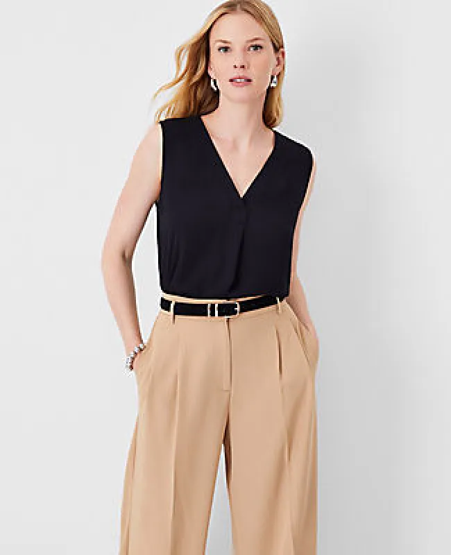 Ann Taylor Mixed Media Pleat Front Top sold by Ann Taylor