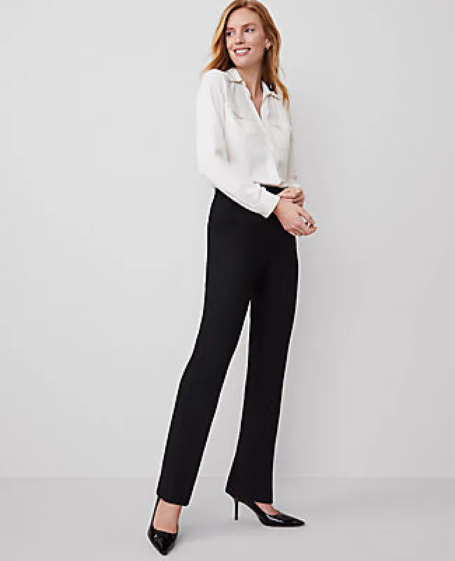 Ann Taylor The Petite Side Zip Straight Pant in Bi-Stretch sold by Ann Taylor