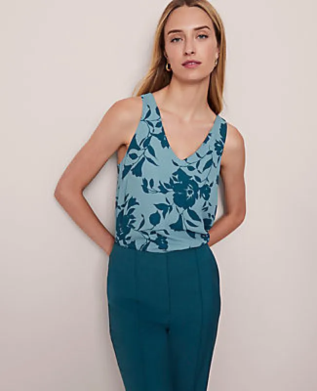 Ann Taylor Petite Floral Mixed Media V-Neck Shell Top sold by Ann Taylor