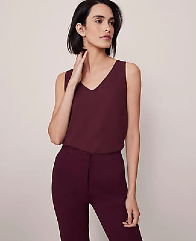 Ann Taylor Mixed Media V-Neck Shell Top sold by Ann Taylor