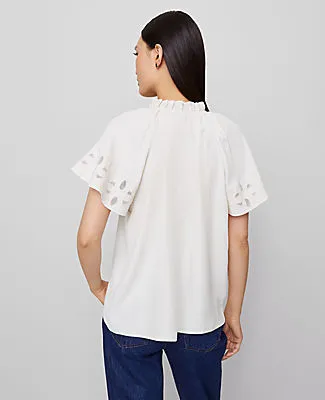 Ann Taylor Tie Neck Ruffle Popover Top sold by Ann Taylor product image thumbnail 2