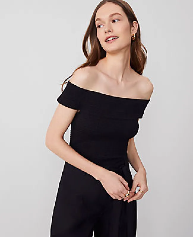Ann Taylor Smocked Off-The-Shoulder Top sold by Ann Taylor