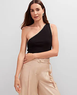 Ann Taylor Crochet Trim One Shoulder Top sold by Ann Taylor product image thumbnail 3