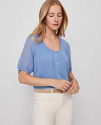 Ann Taylor Pintucked Raglan Popover Top sold by Ann Taylor
