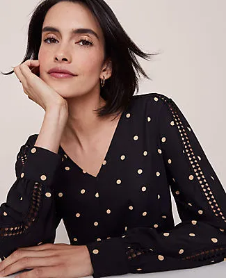 Ann Taylor Dotted Lace Trim Top sold by Ann Taylor
