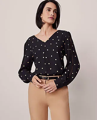 Ann Taylor Dotted Lace Trim Top sold by Ann Taylor product image thumbnail 3