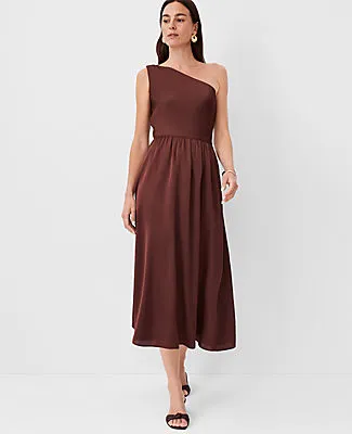 Ann Taylor Petite One Shoulder Flare Midi Dress sold by Ann Taylor