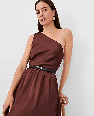 Ann Taylor Petite One Shoulder Flare Midi Dress sold by Ann Taylor product image thumbnail 3