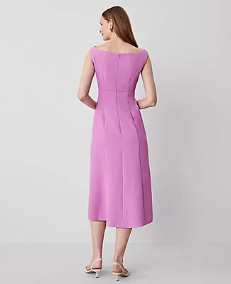 Ann Taylor The Petite Seamed Flare Dress in Fluid Crepe sold by Ann Taylor product image thumbnail 2