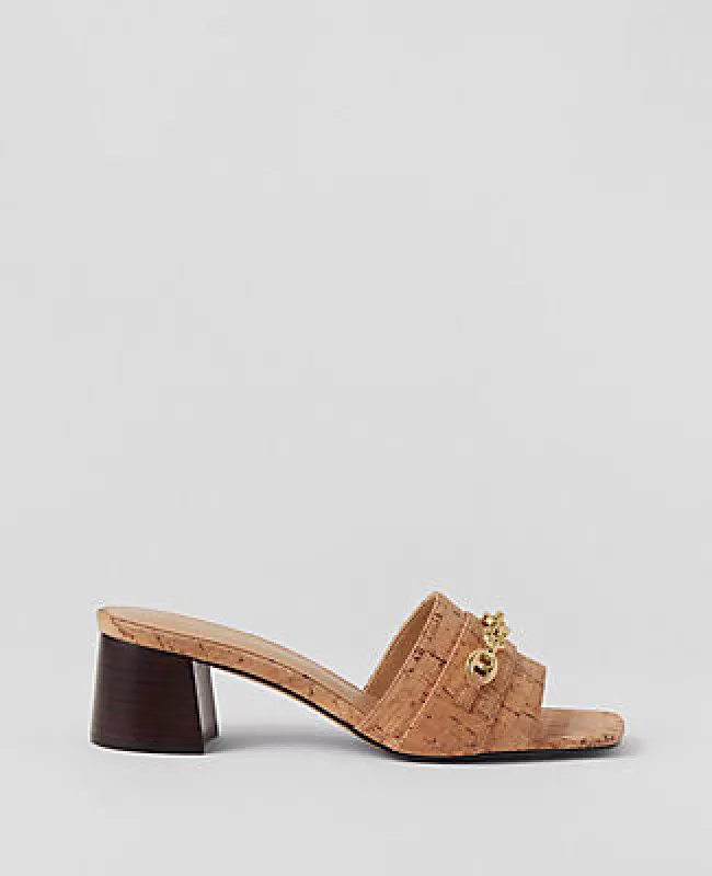 Ann Taylor Cork Chain Flare Block Heel Sandals sold by Ann Taylor