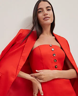 Ann Taylor The Petite Buttoned Strapless Dress in Linen Blend sold by Ann Taylor product image thumbnail 5