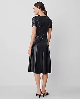 Ann Taylor Petite Faux Leather Pleated Midi Dress sold by Ann Taylor product image thumbnail 2