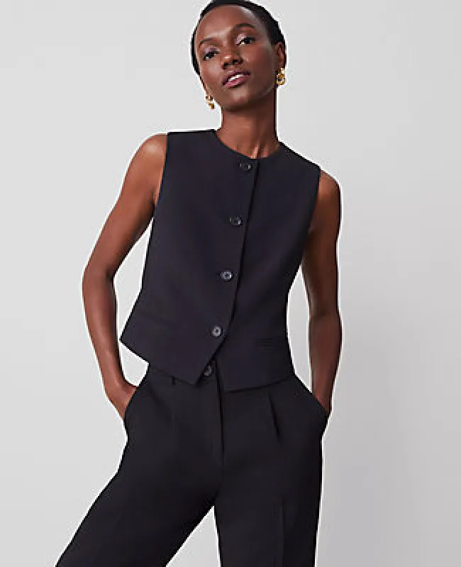 Ann Taylor The Petite Cropped Vest in Fluid Crepe sold by Ann Taylor