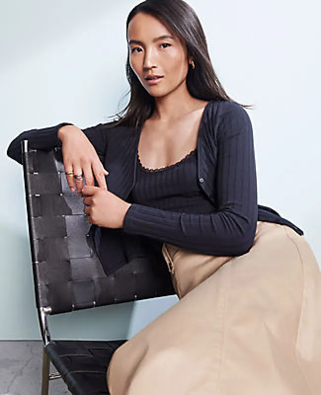 Ann Taylor Weekend Collection Ribbed V-Neck Cardigan sold by Ann Taylor