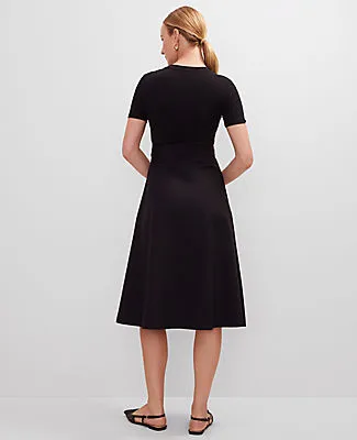 Ann Taylor Mixed Media Flare Midi Dress sold by Ann Taylor product image thumbnail 2