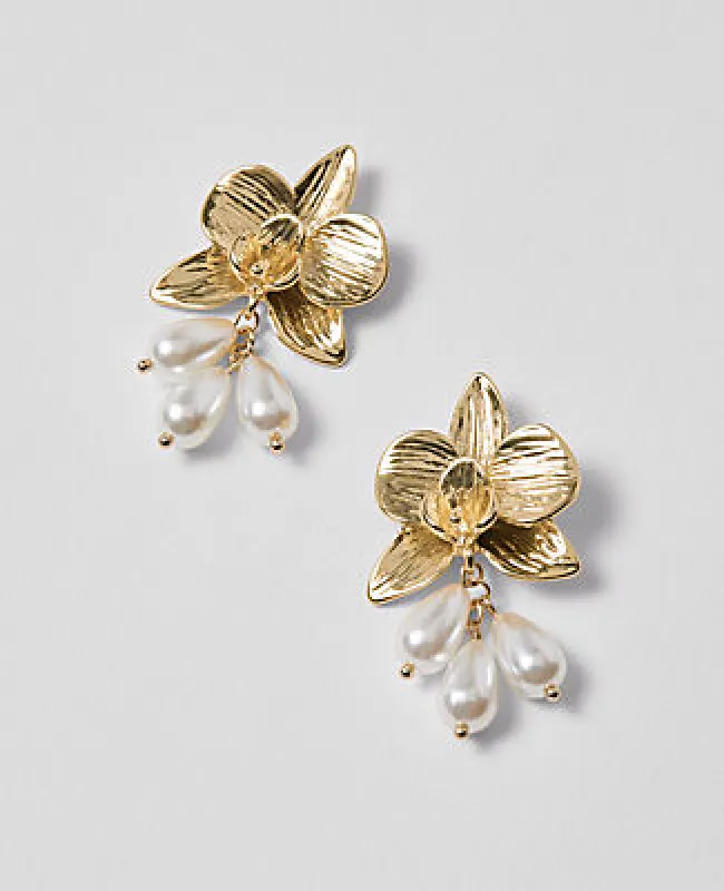 Ann Taylor Pearlized Floral Drop Earrings sold by Ann Taylor