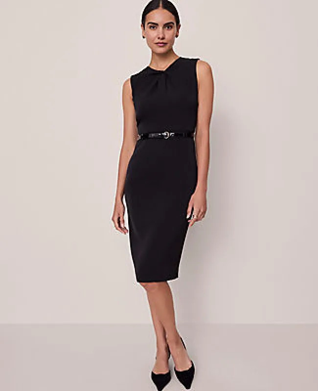 Ann Taylor Petite Twist Neck Midi Sheath Dress sold by Ann Taylor