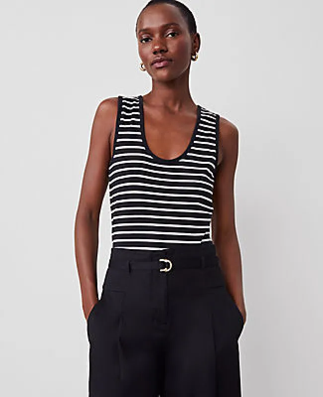 Ann Taylor Petite Striped Scoop Neck Tank Top sold by Ann Taylor