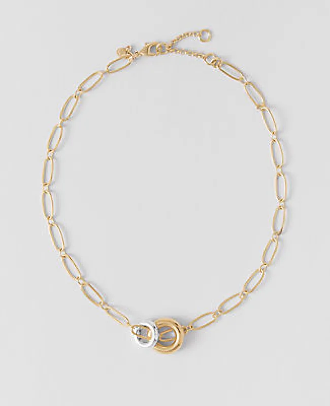 Ann Taylor Mixed Metal Double Ring Necklace sold by Ann Taylor