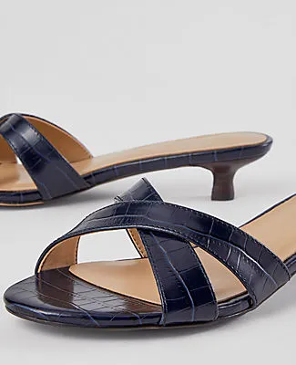 Ann Taylor Embossed Crossover Slingback Kitten Heel Sandals sold by Ann Taylor product image thumbnail 2