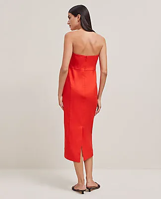 Ann Taylor The Petite Buttoned Strapless Dress in Linen Blend sold by Ann Taylor product image thumbnail 3
