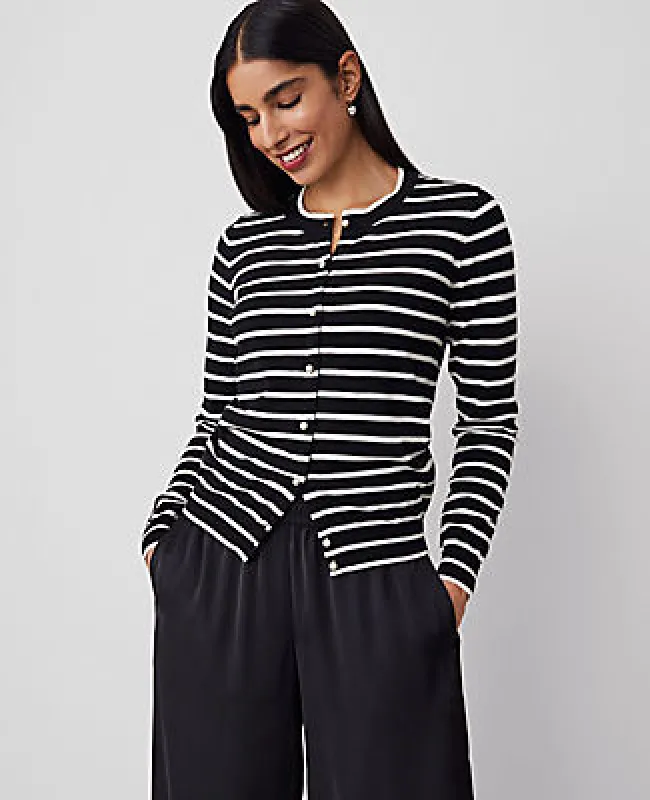 Ann Taylor Petite Stripe Ann Cardigan sold by Ann Taylor