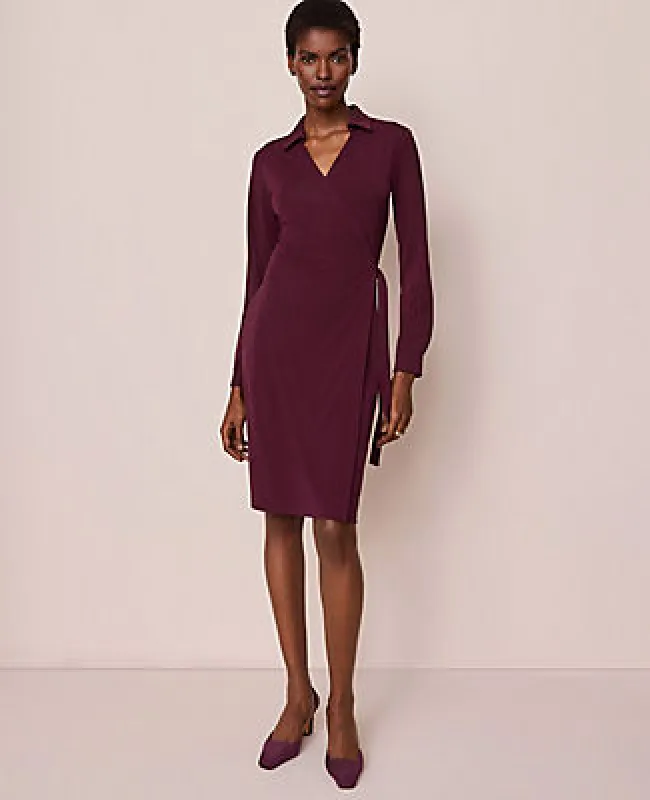 Ann Taylor Petite Collared Knit Wrap Dress sold by Ann Taylor