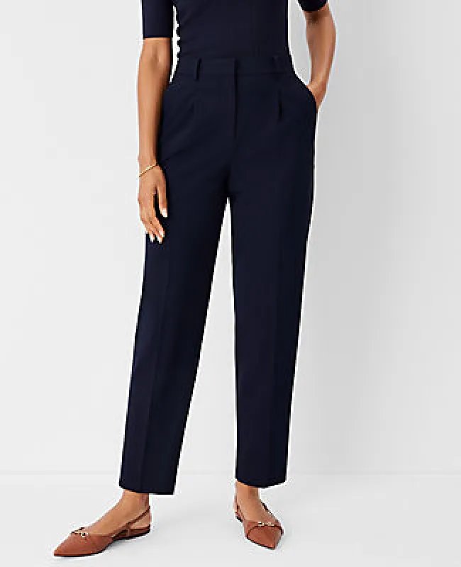 Ann Taylor The High Rise Pleated Taper Pant in Seasonless Stretch sold by Ann Taylor