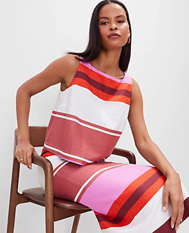Ann Taylor Striped Linen Blend Tank Top sold by Ann Taylor