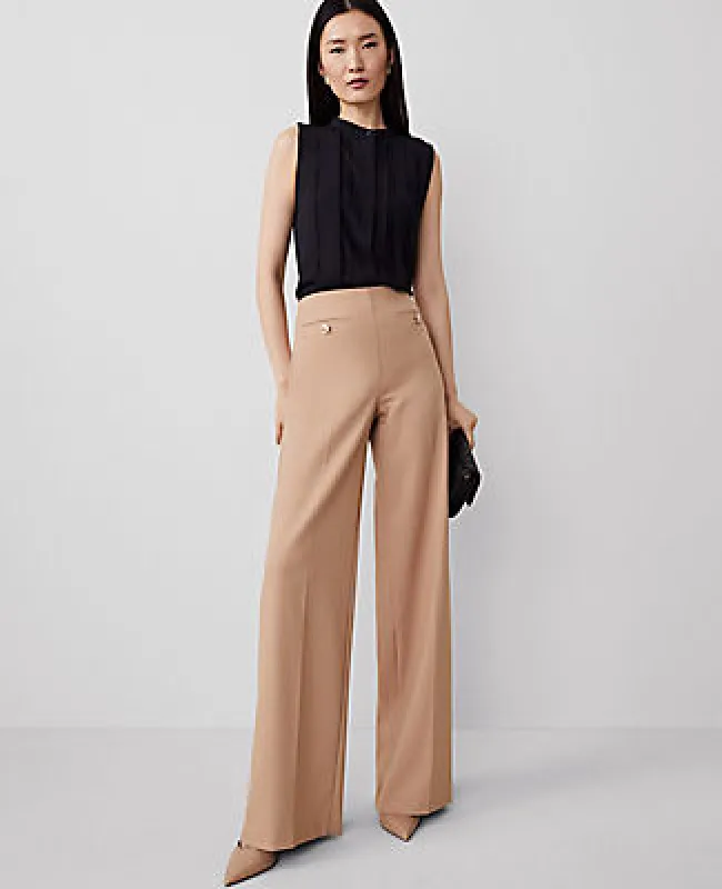 Ann Taylor The Petite Button Trim Sailor Wide-Leg Pant sold by Ann Taylor