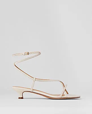 Ann Taylor Leather Strappy Ankle Wrap Kitten Heel Sandals sold by Ann Taylor