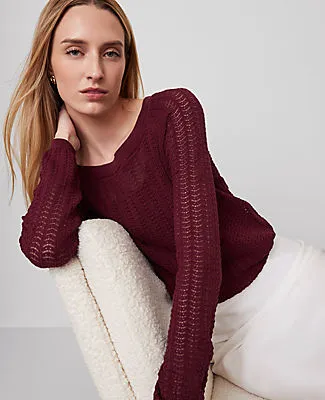 Ann Taylor Pointelle Boatneck Sweater sold by Ann Taylor