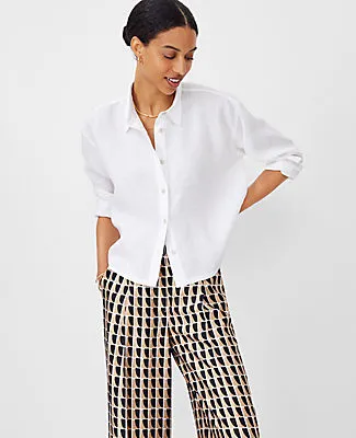 Ann Taylor Petite Cropped Linen Shirt sold by Ann Taylor