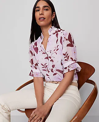 Ann Taylor Floral Ruffle Collar Shirt sold by Ann Taylor product image thumbnail 3