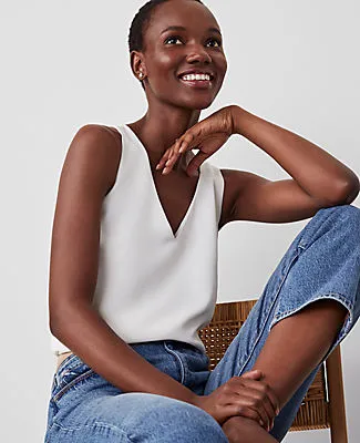 Ann Taylor Mixed Media V-Neck Shell Top sold by Ann Taylor product image thumbnail 3