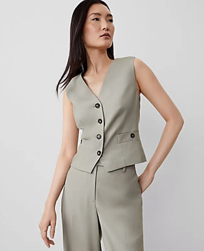 Ann Taylor The Petite Tailored Button Pocket Vest sold by Ann Taylor